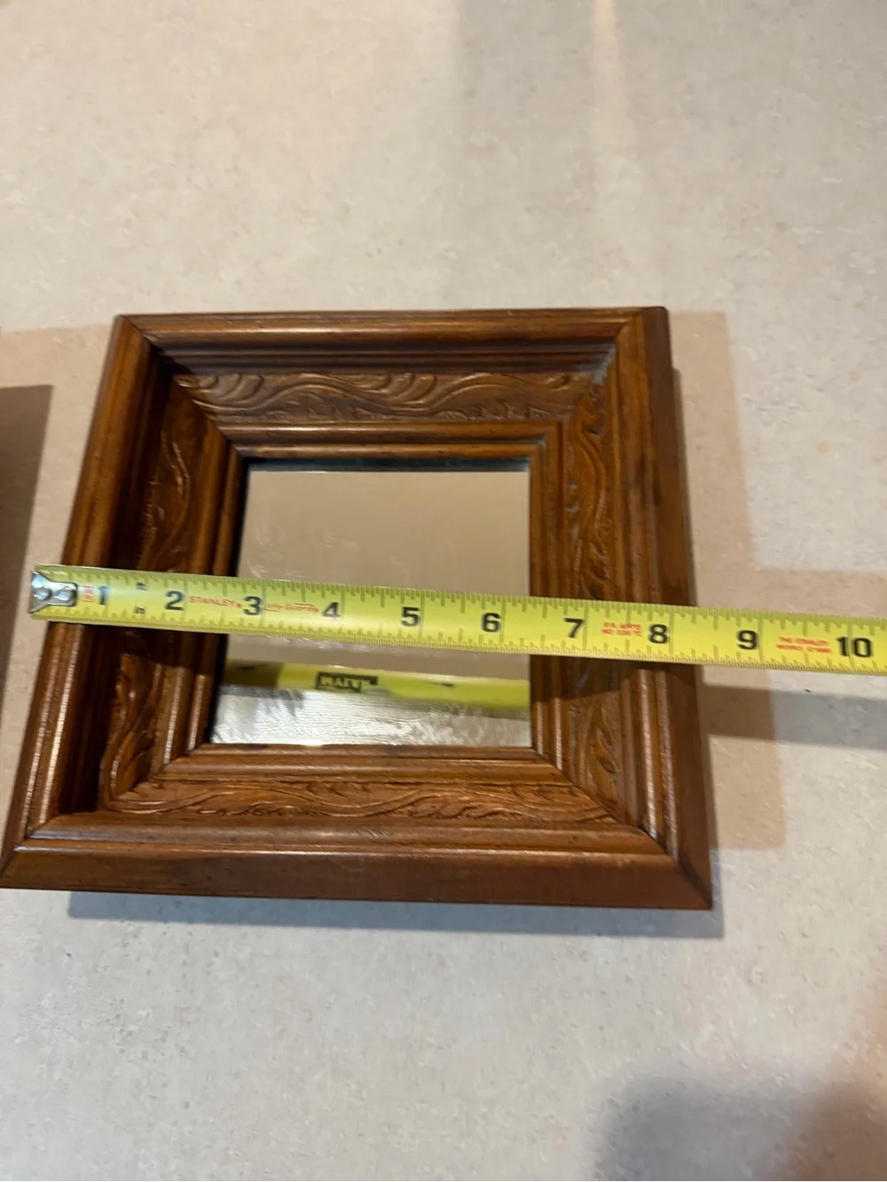 Vintage Carved Wood Filigree Mirror Wall Decor Hanging Art Boho Mid Century